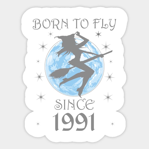 BORN TO FLY SINCE 1947 WITCHCRAFT T-SHIRT | WICCA BIRTHDAY WITCH GIFT Sticker by Chameleon Living